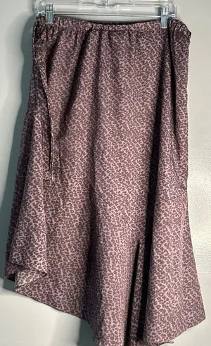 Women’s XL Leopard Print Midi Skirt Mauve Purple Boho Flowy Festival thumbnail 1