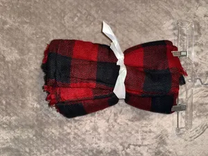 Funky Monkey Fashion Accessories Red and Black Buffalo Check Scarf thumbnail 4