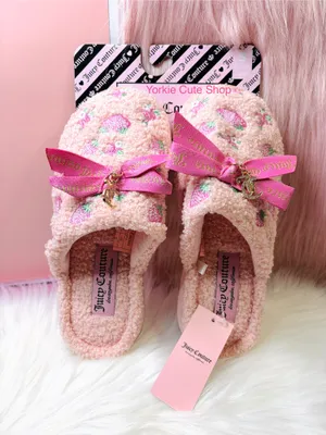 New Juicy Couture Blush Pink Strawberry Slippers thumbnail 4