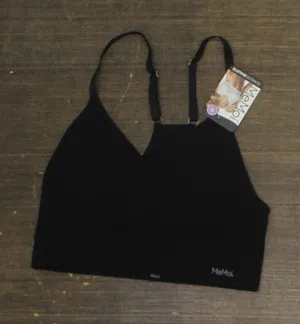 MeMoi Womens Padded Seamless Bralette Ribbed Black S thumbnail 1