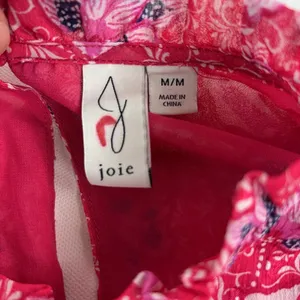 Joie Blouse Womens Medium Pink Floral Mock Neck Long Sleeve Chiffon Lined Top thumbnail 6