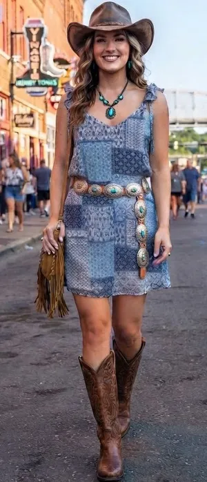 C'isa Blue Patchwork Ruffled Mini Dress – Size Large thumbnail 1