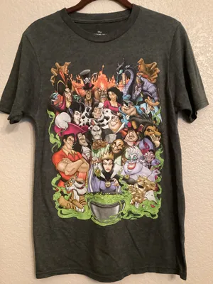Disney Villains Group Portrait Gathered Around Cauldron of Green Potion tee S thumbnail 1