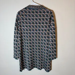 Zara Knit Jacquard‎ Dress Long Sleeve Geometric Print Mini Teal Brown Size Small thumbnail 7