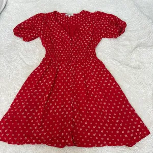 Madewell Womens Red Floral Mini Dress Cottage Prairie Boho XS Preppy Resort thumbnail 1