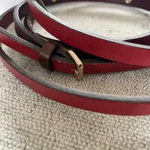 Patrizia Pepe Italian Leather Belt Gold Fly Charm Red Burgundy OSFM thumbnail 4