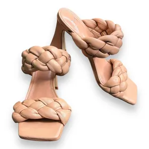 Marc Fisher Womens Hammy Heeled‎ Sandal 5.5M Leather Chunky Woven Straps Tan thumbnail 6
