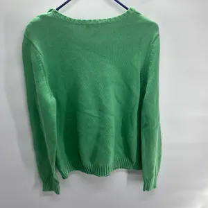 Lands' End Vibrant Green Crew Neck Sweater with‎ Button Accents thumbnail 7