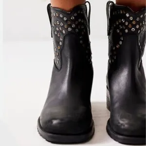 NEW in Box Free People Leather Harmony Studded Boots Black Size 9 thumbnail 3