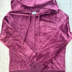 PINK Victoria's Secret Plush Velvet Hoodie in Rich Pink Y2K thumbnail 1