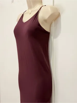 Fabletics Strappy Seamless Maxi Dress Small Oxblood Burgundy Bodycon Minimal thumbnail 6