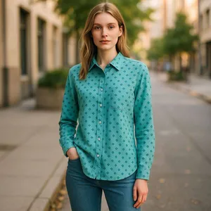 Orvis Button Up Diamond Pattern Roll Up Sleeve Blouse thumbnail 3