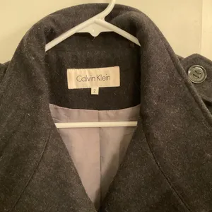 Double Breasted funnel style pea coat dark gray thumbnail 2