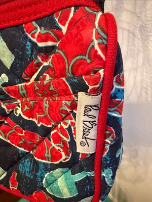 🦀🦀🦀BOGOHO🦀🦀🦀Paul Brent Red Navy Quilted Floral Anchor Crossbody thumbnail 3