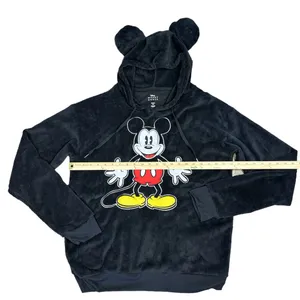 Disneys Mickey Mouse Fuzzy Sherpa Pullover Hoodie W/ Mickey Ears Size Medium thumbnail 4