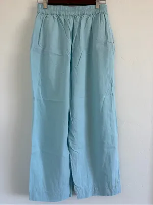 Madewell Pull-On Straight Crop Pants Size 2 Blue Heron Linen Blend N0954 thumbnail 3