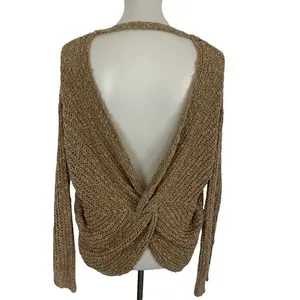 Altard State‎ M L Beige Open Back Twist Knit Sweater Boho Chic Cozy Pullover thumbnail 5