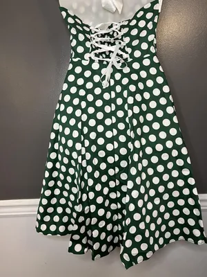Dressystar Dress Womens Small Green Polka Dot Halter Fit & Flare Retro 50s thumbnail 7