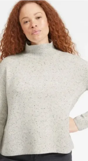 Everlane The Cashmere Square Turtleneck Sweater Speckled‎ Gray Size XS thumbnail 1