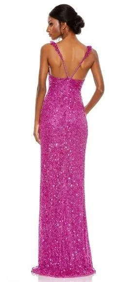 Mac Duggal 5674 Ruffle V-Neck Sequin Dress NWT Size 10 thumbnail 2