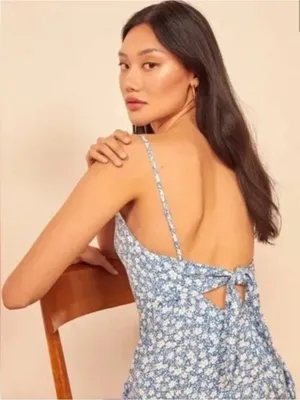 Reformation Nella blue and white floral midi dress size 2 thumbnail 2
