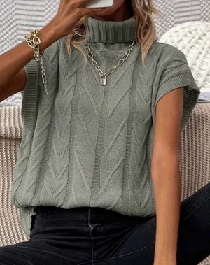 SheIn Solid Turtleneck Knit Top thumbnail 2
