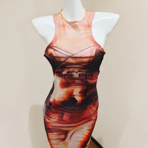 Sleeveless Crew Neck Midi Bodycon Dress thumbnail 2