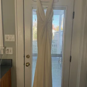 Jovani Elegant Cream Halter Maxi Dress thumbnail 3