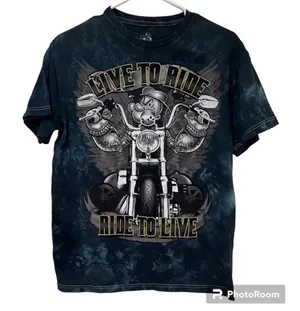 MAD ENGINE Popeye Live to Ride Ride to Live Graphic T-shirt Size Medium thumbnail 1