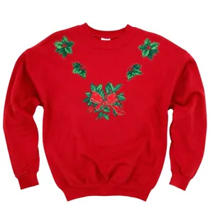 VTG 90s Hand Painted Puffy paint Christmas Sweatshirt USA crewneck Cottagecore L thumbnail 1
