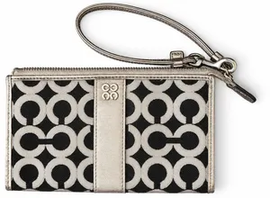Coach Metallic Silver & Black Wristlet Wallet thumbnail 1
