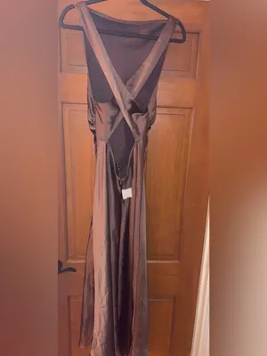 House of Harlow Brown Satin Cowl Criss Cross Back Maxi Dress XL New thumbnail 6