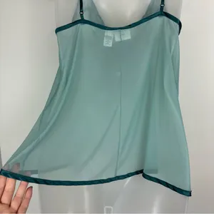 Frederick’s of Hollywood Sheer Mesh Flyaway Split Front Tie Top Sz Medium thumbnail 11