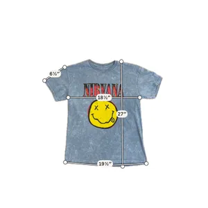 Nirvana Smiley Face Graphic Tee Blue Acid Wash Cotton Rock Band Shirt Medium thumbnail 3