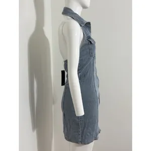 NWT Lulus Denim Buttons Mini Dress Halter Open Back Y2K Women’s XS thumbnail 4
