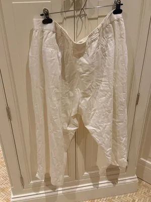White Wide Leg Linen Blend Pants thumbnail 3