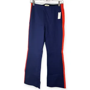 NWT Maeve Anthropologie The Margot Navy Red Side‎ Stripe Flare Pants Sz Small thumbnail 4