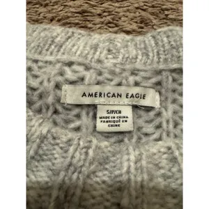 American Eagle Sweater‎ Chunky Knit Cropped Women's Small Gray thumbnail 3