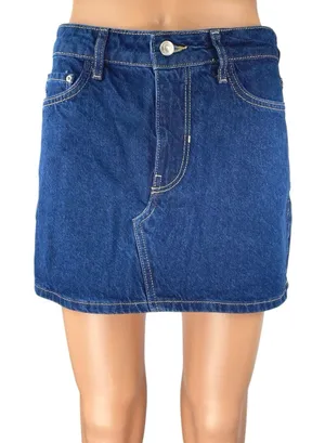 Zara Women's Blue Mid Waist Straight Casual Cotton Mini Denim Jean Skirt Size XS thumbnail 1