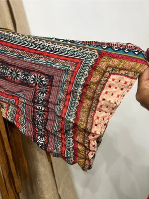 Uncle Frank by Anthropologie Geometric Embroidered dress with Red&Teal Accentst thumbnail 2
