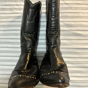 Vintage Tony Lama Black Cowgirl Boots Size 5.5 Narrow fit Leather Vintage thumbnail 8