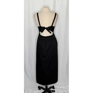 ZARA‎ Luiza Black Midi Dress Tie Back Contrast Stitching Pockets Poplin X-Large thumbnail 7