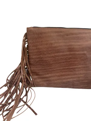 Gift From Morocco Brown Faux Leather Clutch Bag Purse Fringe Handbag Vegan thumbnail 9
