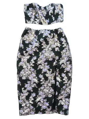 Lulus NWT two piece invite list Floral Jacquard dark romance gothic glam dress M thumbnail 6