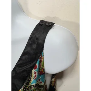 LulaKate Paisley Silk Dress Multicolor Satin Trim Belted Cocktail Boho Size 10 thumbnail 5