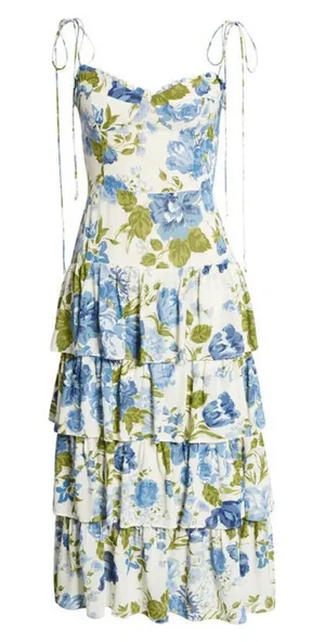 Reformation Kesia Tiered Midi Dress Lucca Floral thumbnail 1