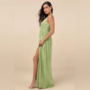 LULU’S Melitta Lime Green Plisse Sash Maxi Dress thumbnail 3