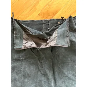 Vintage 90s Black Suede Leather Western Stitch Belted Mini Skirt thumbnail 5