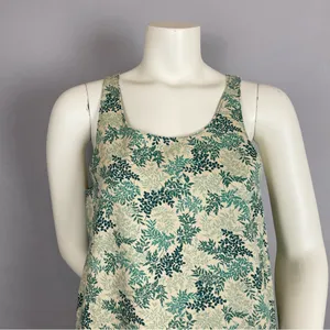 Handmade Shift Dress Leafy Pattern Print Sleeveless‎ Green Nature Midi Pockets thumbnail 4