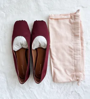 Reformation NWOT Mikayla Ballet Flats satin maroon burgundy size 6.5 thumbnail 3